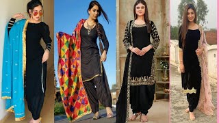 beautiful black colour Patiala salwar suit designd  Punjabi suitsblack Patiala salwar suit designs [upl. by Berk]