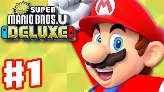 New Super Mario Bros U Deluxe  Gameplay Walkthrough Part 1  Acorn Plains 100 Nintendo Switch [upl. by Dnalhsa]