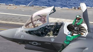 Behind F35B Monstrously Powerful Vertical Fan Operations on US Navy Carrier [upl. by Ailliw]