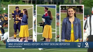 Mount Notre Dame student becomes first sideline reporter for Moeller football [upl. by Benil139]