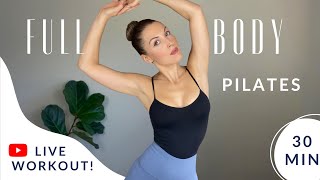 30 MIN LIVE PILATES WORKOUT  No Equipment Full Body Home Workout [upl. by Atalanta436]