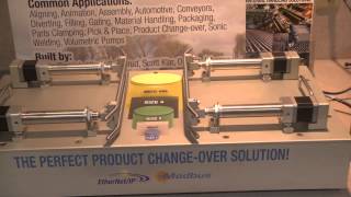 Product changeover demo using ERD low cost electric actuators and ACS stepper drive [upl. by Alyakcim156]