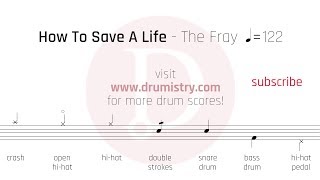 The Fray  How To Save A Life Drum Score [upl. by Lleruj820]