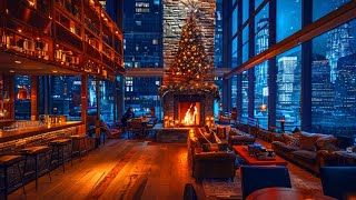 Jazz Piano in a Christmas Lounge ❄️ Warm Fireplace  Cozy Music [upl. by Anisamot]