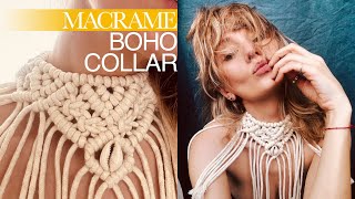 DIY Macrame boho collar 🧿 [upl. by Groeg827]