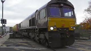 Felixstowe container freight trains at Westerfield station 291122 [upl. by Kironde]