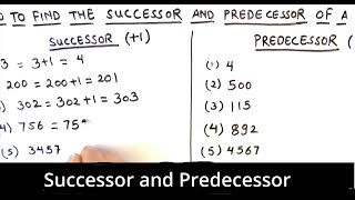 SUCCESSOR AND PREDECESSOR  How to find successor and predecessor of a number [upl. by Maxy507]