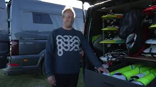 Andy Bubble Chambers X Goya Windsurfing  Pro Windsurfer Van Tour [upl. by Rebekah564]