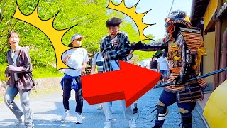 53 SAMURAI Mannequin Prank in Kyoto Japan  Japanese shogun prank best reactions at Kiyomizu Temple [upl. by Wall374]