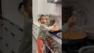 Dad catches daughter cooking by herself shorts [upl. by Euqinue]