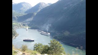 Helicopter sightseeing around the Norwegian Fjords Geiranger Norway [upl. by Joela]