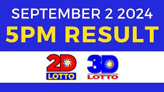 5pm Lotto Result Today September 2 2024  PCSO Swertres Ez2 [upl. by Aicirpac164]