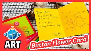 Button Flower Card  Fun How To Video  NWE Kids Art 74 [upl. by Stutzman]