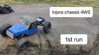 Injora chassis1st test capra axles 4WS Rhinoesc [upl. by Weeks882]