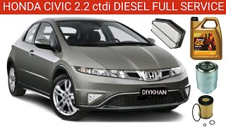 Honda Civic 22 ctdi Diesel Service Fuel Filter Oil Filter Air Filter amp Oil Change Honda Diesel [upl. by Salguod]