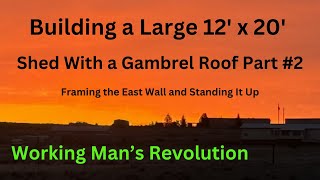 Building a Large Shed with Gambrel Roof Part 2 Framing the East Wall and Standing it up [upl. by Penrose]