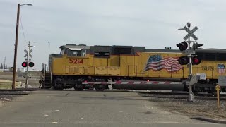 Union Pacific Power Move Westbound JR Davis Road Yard Entrance Private Crossing Roseville CA [upl. by Auoz]