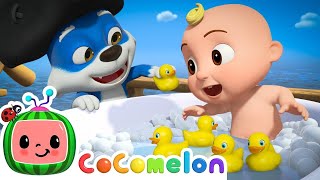 5 Little Ducks Bath Time  NEW 🛁 CoComelon Animal Time  Animals for Kids [upl. by Ecirtael]