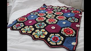 Crochet quotFridas Flowerquot blanket by Jane Crowfoot  كروشية بطانية فريدا من تصميم جاين كروفوت [upl. by Eaned]