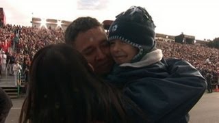 Soldier Surprises Wife Young Son at Rose Bowl Parade Eric Pazz Returns from Afghanistan [upl. by Ekud100]