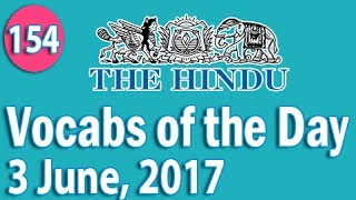 Daily The Hindu Vocabulary 3 June 2017  Learn 10 New Words with Tricks  Day154 [upl. by Dorelle20]