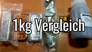 1kg Barren vergleich 6 Metalle und Edelmetalle [upl. by Eirollam]