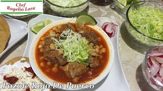 POZOLE ROJO DE PUERCO RECETA DELICIOSA [upl. by Kwang]