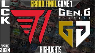 T1 vs GEN Highlights Game 1  GRAND FINAL Playoffs LCK Spring 2024  T1 vs GENG G1 [upl. by Ahseital]