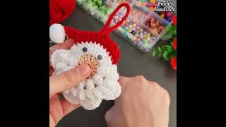 How to make eyecatching crochet✔ Santa Claus keychainNew Years gift crochet knitting [upl. by Karlan]