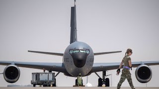 KC135 Take Off at an Undisclosed Location Within the US Central Command Area of Responsibility [upl. by Mcclain]