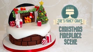 Christmas fireplace backdrop cake decorating snow theme How to Cake Decorate Tutorial [upl. by Allets454]