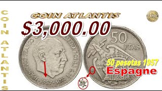 Moneda de 50 pesetas de 195758 España valor 300000 [upl. by Derr]