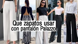 PANTALÓN PALAZZO 👉¿CON QUE ZAPATOS USAR OUTFITS CON PANTALONES ANCHOS DE MODA 2021 TENDENCIAS [upl. by Ylrebmit]