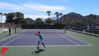 Dominic Thiem Practice Match Indian Wells 2019  Court Level View [upl. by Ledua]