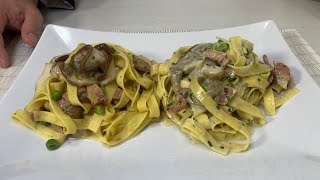 Tagliatelle alla Boscaiola Bianca con e Senza Panna RICETTA ORIGINALE [upl. by Nakashima189]