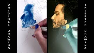 Inverted Colored Pencil Drawing of Keanu Reeves  TimeLapse  Jasmina Susak [upl. by Merill]