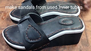 Make beautiful wedge sandals with used inner tubes [upl. by Michal763]