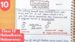 11 Diazotization reaction with mechanism Diazonium salt class12 Haloalkane Haloarenes class12 [upl. by Aiz]