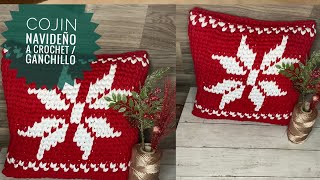 Cojín Navideño a Crochet  Ganchillo  TUTORIAL paso a paso PARTE 1  Christmas Crochet Projects [upl. by Ainoyek598]