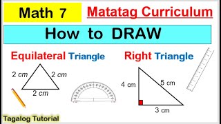 How to draw equilateral triangle and right triangle given its side measure matatag grade7matatag [upl. by Zsa Zsa]