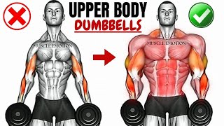 UPPER BODY WORKOUT WITH DUMBBELLS ONLY shoulder  chest  triceps  back  bicepstraps [upl. by Genny]