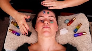 ASMR Gemstone Facial with Color Therapy for Stressful Energy Healing [upl. by Hanaj]