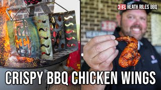 The Best Crispy and Grilled BBQ Chicken Wings on the Weber Kettle Grill  Heath Riles BBQ [upl. by Nahtahoj]