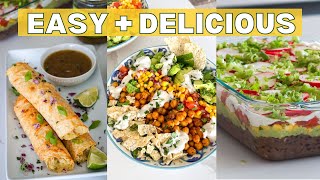 Mexican Inspired Vegan Recipes ☀️ OVEN BAKED TAQUITOS 7 LAYER DIP and More [upl. by Aisylla]