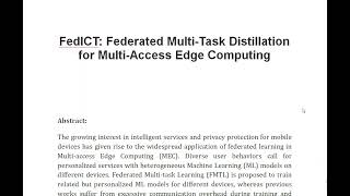 FedICT Federated Multi Task Distillation for Multi Access Edge Computing [upl. by Encratia]