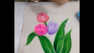 COMO PINTAR TULIPANES EN TELA CLARA Parte 2 [upl. by Rufus]