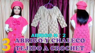 PARTE 3 Como tejer el Abrigo N° 2 chompón saco o suéter largo a crochet para bebes niñas y damas [upl. by Ayhdnas]