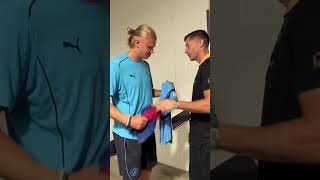 Haaland and Lewandowski exchange shirts [upl. by Kinsley446]