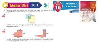 KSSM Matematik Tingkatan 1 Bab 10 perimeter dan luas mahir diri 101 no1no3 buku teks form 1 [upl. by Peppie]