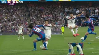 Lisandro Martinez getting away from red card with this awful tackle Crystal Palace vs Man United [upl. by Alyek]